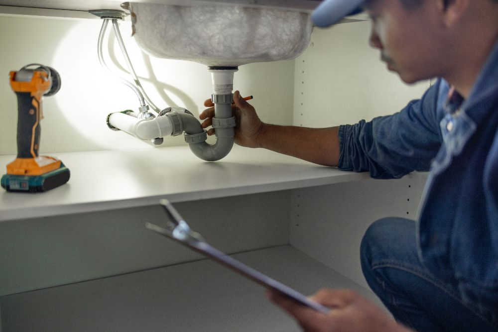 Plumber performing maintenance on a sink