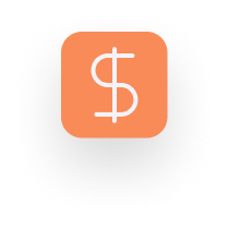 An orange square icon with a white dollar sign in the center on a black background, perfect for any business insurance broker.