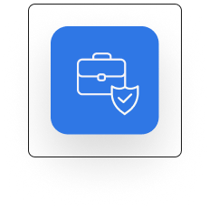 Blue app icon with a white outline of a briefcase and a shield with a check mark, symbolizing Bricklayers Insurance.