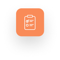 An icon featuring an orange square with rounded corners and a white clipboard displaying a checklist with a checkmark and a circle, symbolizing effective management liability insurance protocols.