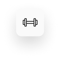 A black and white icon depicts a dumbbell in the center of a square button with rounded corners on a noise-patterned background, symbolizing strength and resilience akin to the assurance provided by professional indemnity insurance.