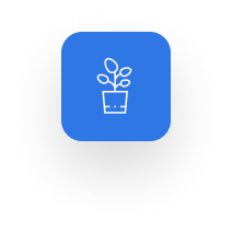 Icon of a potted plant on a blue square with a black gradient background, symbolizing growth and stability—much like the security offered by Public Liability Insurance.