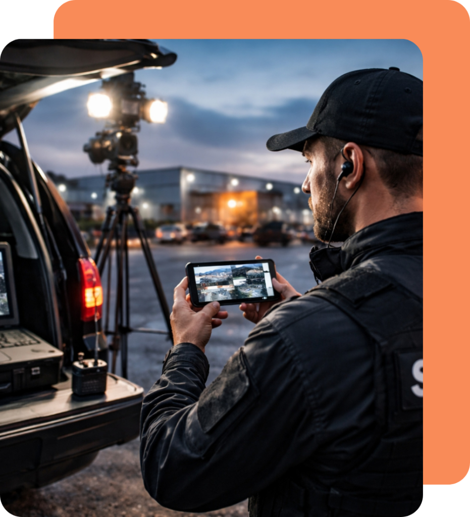 security person holding a phone